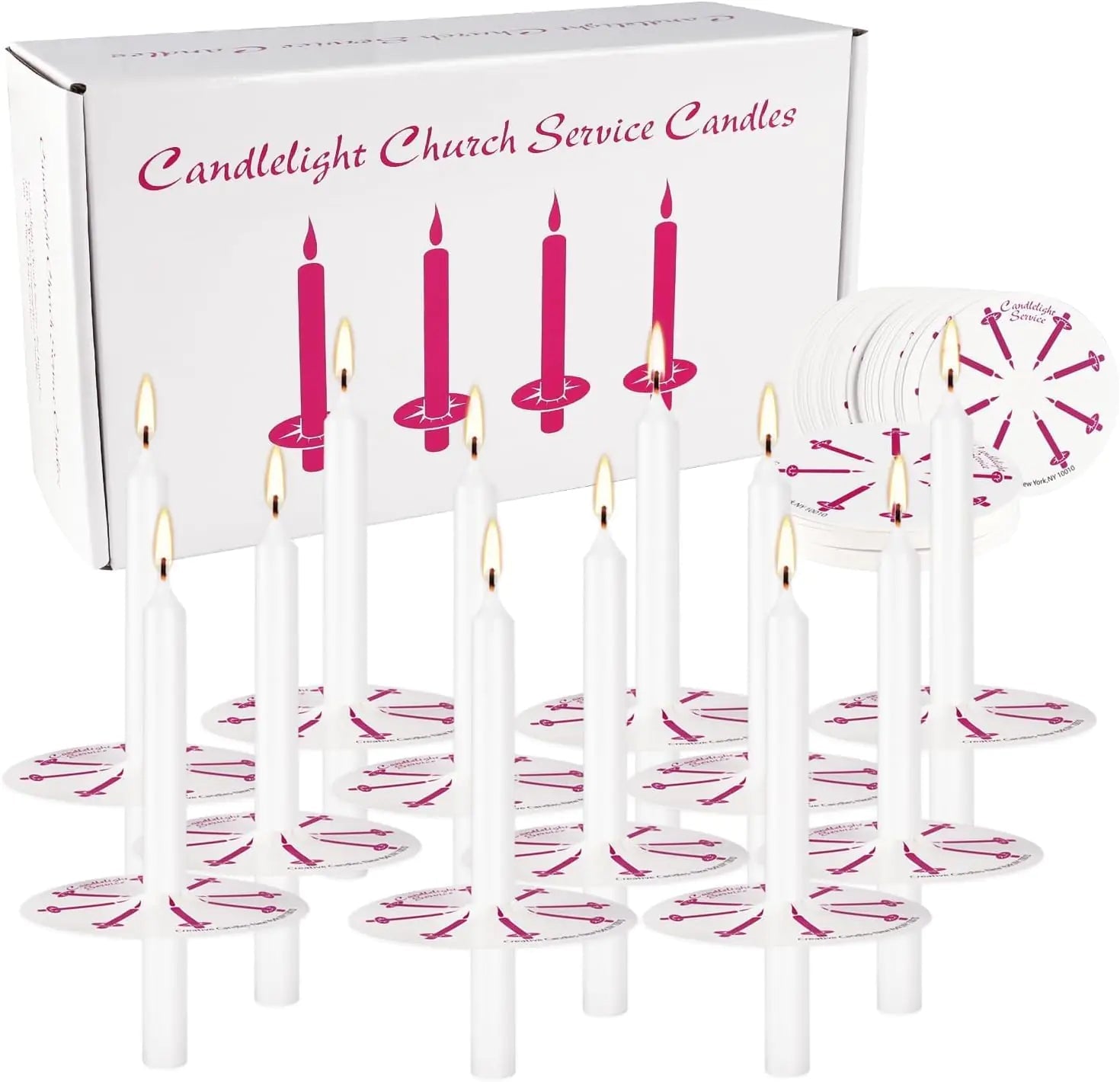 200 Pack White Unscented Taper Candle with Drip Protectors Church Candles Vigil Candles Shabbat Candles Prayer Candles 5 Inch Feeling My Adventure