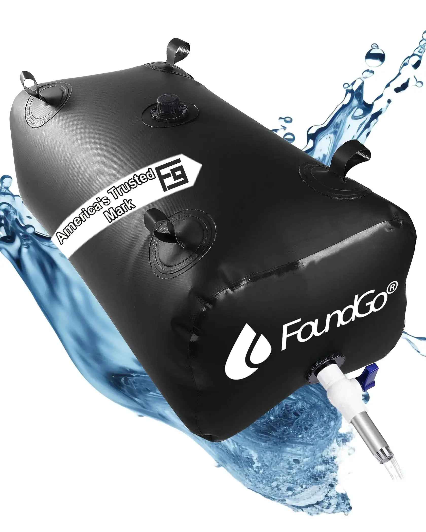 FoundGo 245L/65gal Water Storage Bladder Emergency Water Storage Tank Large Capacity Water Containers Portable Vinyl Water Storage Barrel for Outdoor/Survival/RV/Garden (Black) Feeling My Adventure