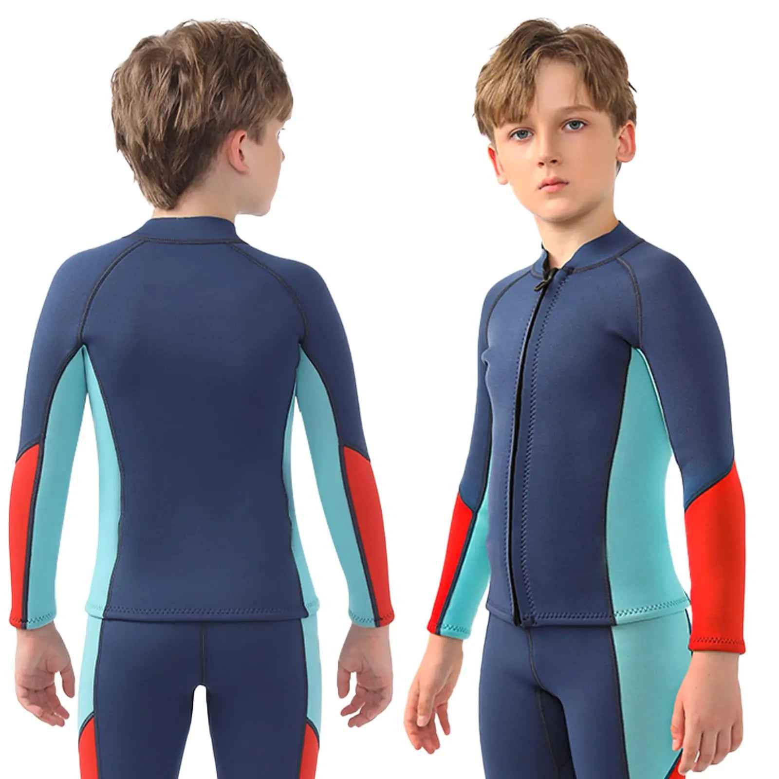 Intbost Kids Wetsuit Top Boys Wetsuit Jacket 2mm Keep Warm in Cold Water Wet Suit Top Toddler T4 3T Scuba Diving Snorkeling Swimming Paddle Boarding Kayaking Feeling My Adventure