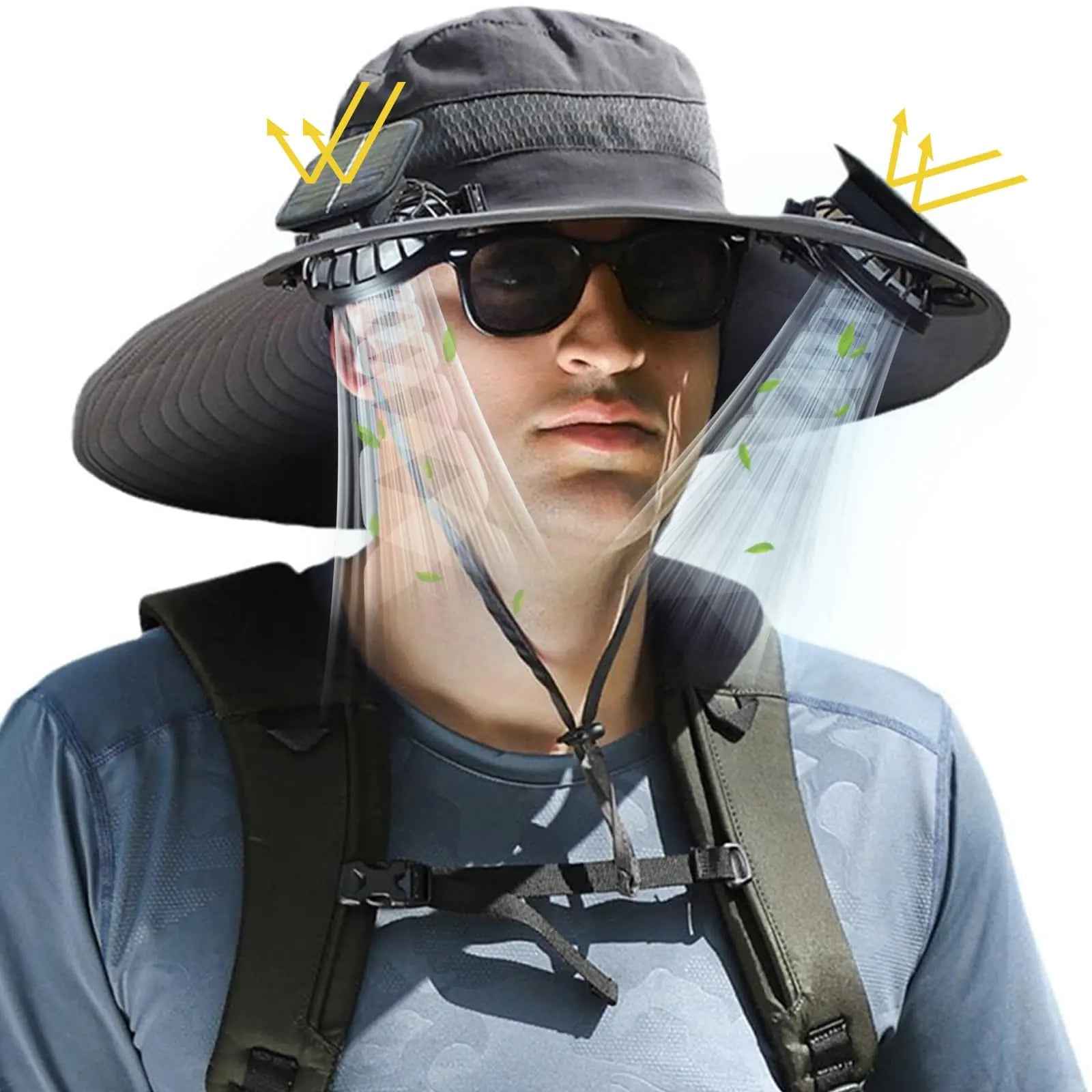 Sun Shield Solar Fan Hat with USB Charging Feeling My Adventure