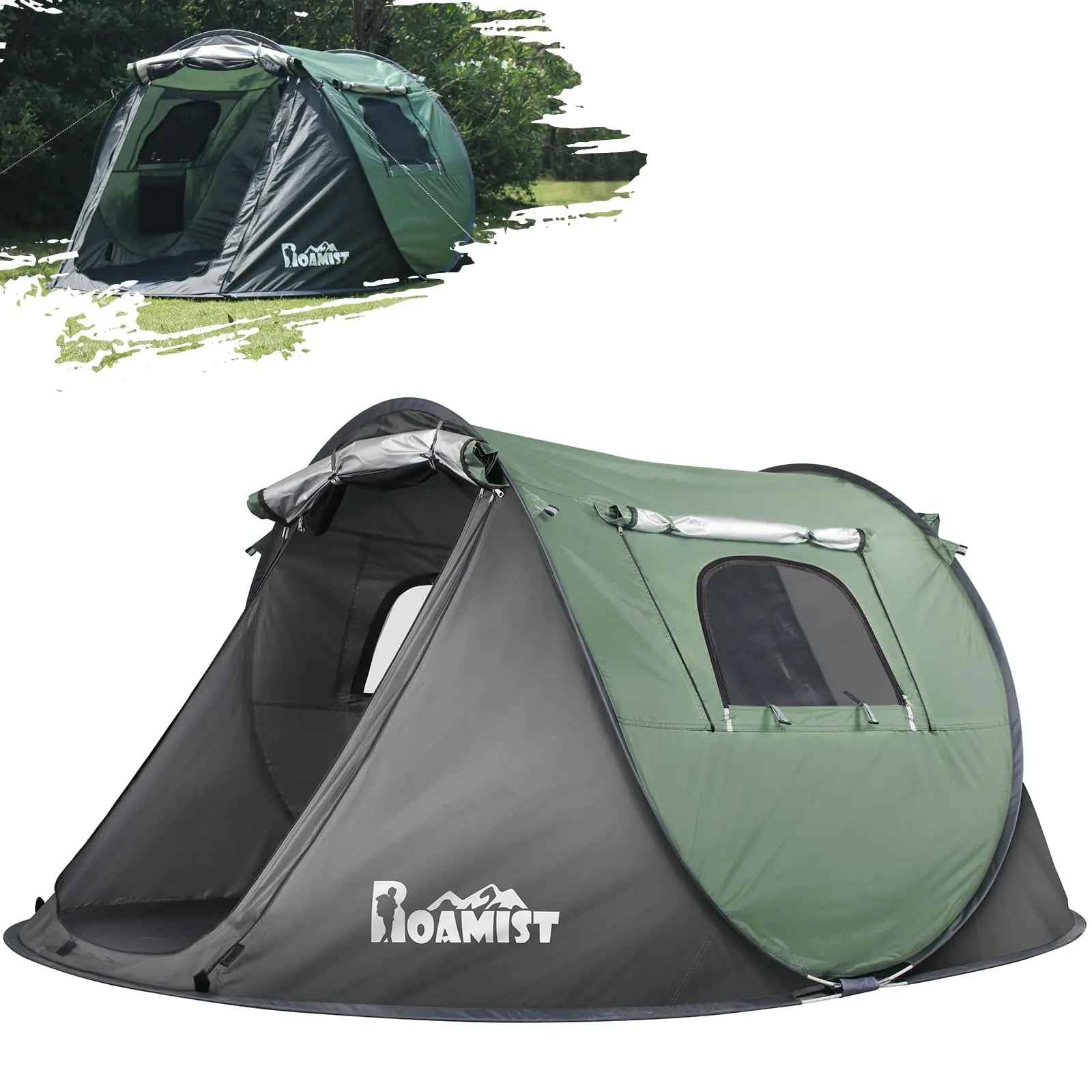 ROAMIST Tents for Camping 2 Person Easy Pop Up Camping Tent Waterproof Windproof Automatic Setup Lightweight Camping Tent with Extra Storage Family Tents for Camping Hiking & Traveling Feeling My Adventure