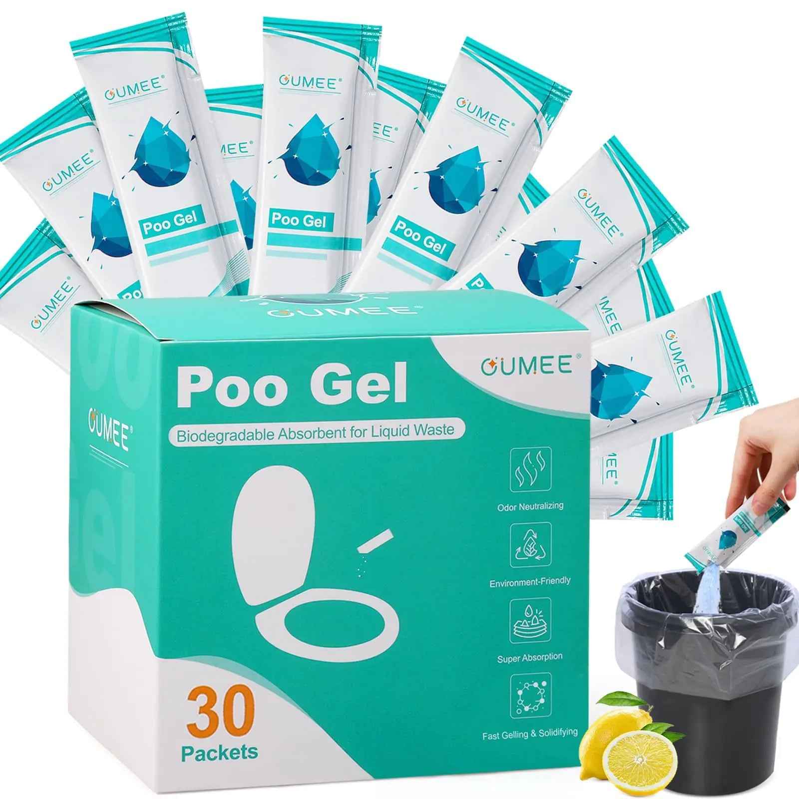 OUMEE 30-Pack Portable Toilet Gel for Camping Feeling My Adventure