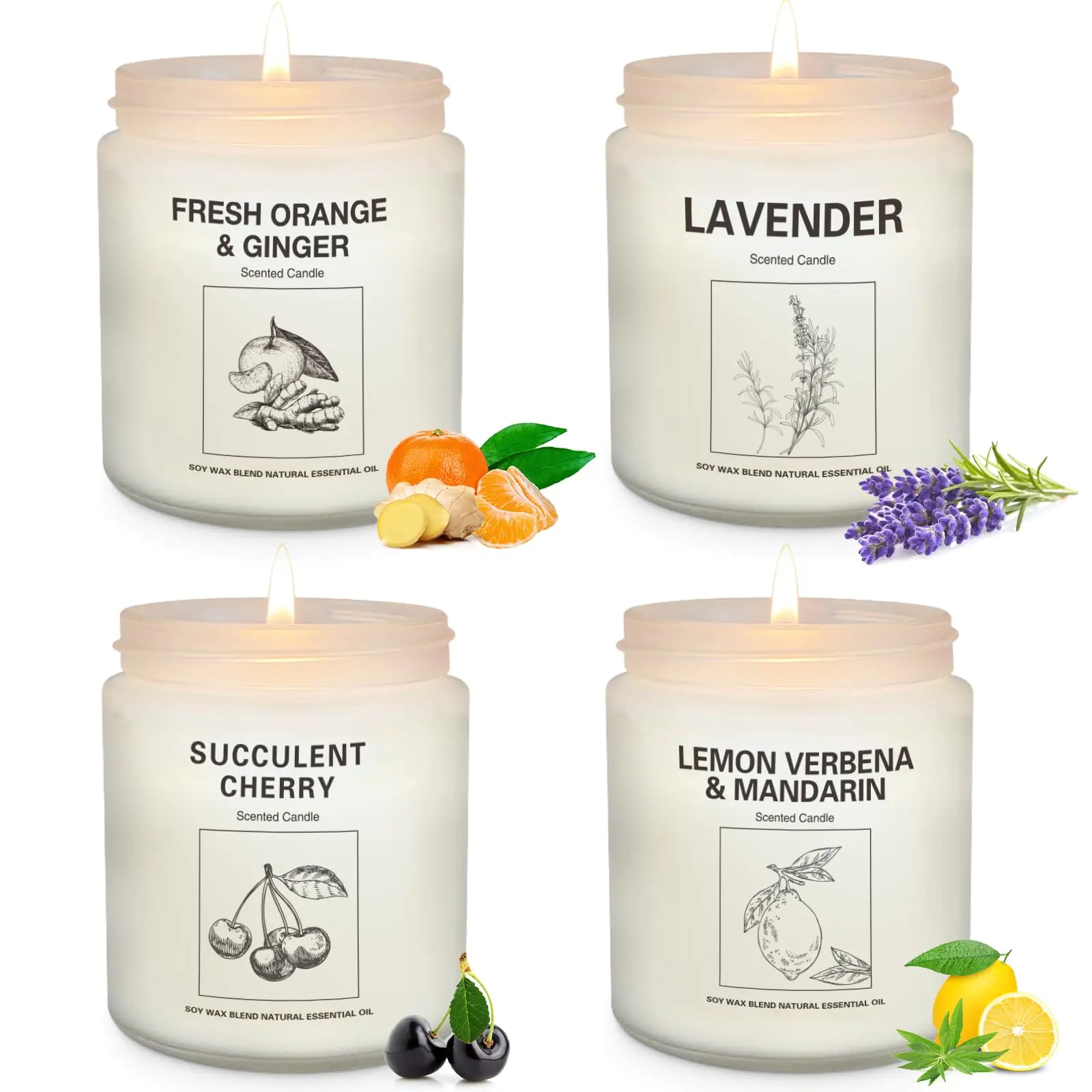 Candles | Candles for Home Scented | 4 Pack 7.1oz Natural Soy Wax Aromatherapy Candles | Over 240 Hours of Burn Time | Christmas Scented Candles Gifts Sets for Women |Lavender Candles Feeling My Adventure