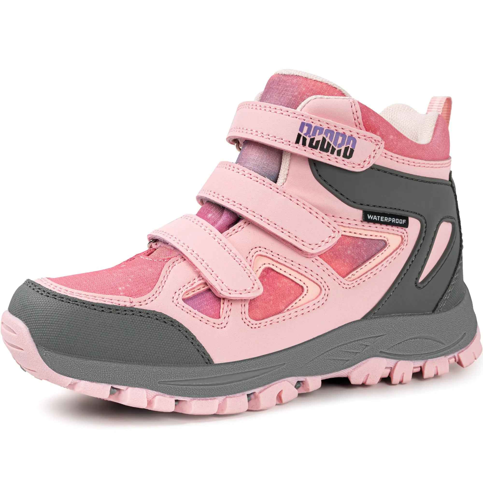 R CORD Girls Hiking Boots Kids Hiking Boots Girls Outdoor Adventure Trekking Boots Non-Slip Outdoor Boots Pink 4 Big kid Feeling My Adventure