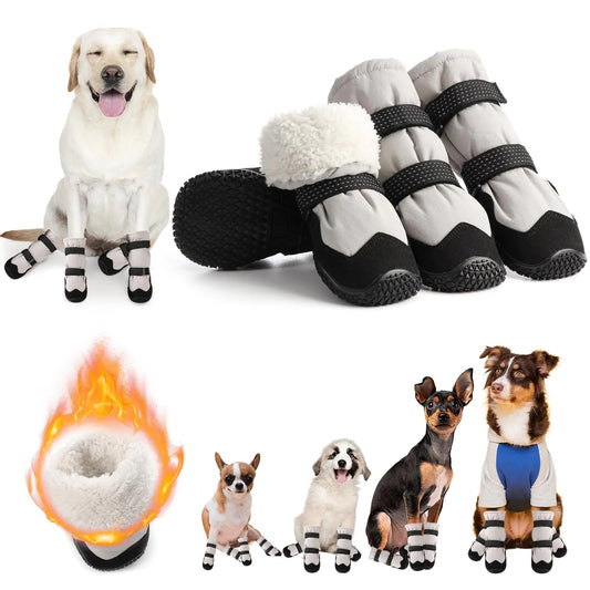 Winter Dog Snow Boots with Warm Wool Lining Dog Shoes for Large Small Medium Dogs Dog Booties and Paw Protectors Anti-Slip Dog Shoes with Reflective for Snow Hardwood Floors Hiking (Size 7) Feeling My Adventure