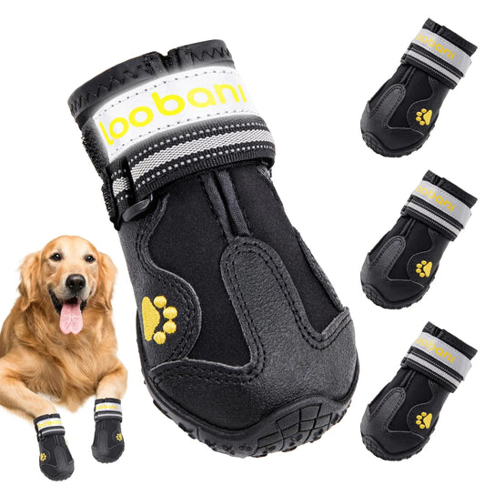 LOOBANI Dog Shoes Winter Snow Boots for Large Size Medium Dogs Reflective Anti-Slip Paw Protectors for Rain Booties Hot Pavement Summer Hardwood Floors Running Water-Resistant Dog Shoes Feeling My Adventure