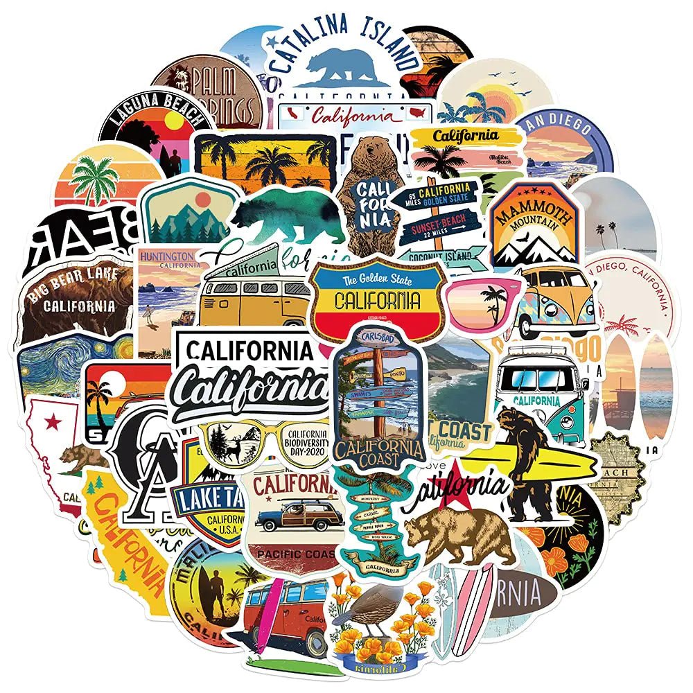 100pcs California Waterproof Vinyl Stickers & Decals for Travel, Laptop, Phone & Bike - Feeling My Adventure