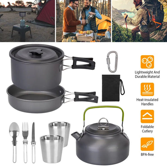 12Pcs Camping Cookware Set Camping Stove Aluminum Pot Pans Kit - Feeling My Adventure