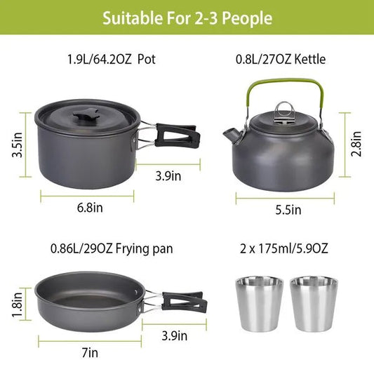 12Pcs Camping Cookware Set Camping Stove Aluminum Pot Pans Kit - Feeling My Adventure
