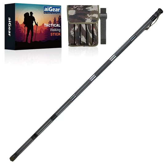 aiGear Hiking Stick Tactical Walking Staff Multitool Gear Trekking Pole Outdoor Tactical Staff for Survival Camping Hiking (HS01GR-7) Feeling My Adventure