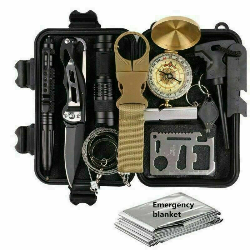 14 - In - 1 Outdoor Emergency Survival Kit Camping Hiking Tactical Gear Case Set Box - Feeling My Adventure