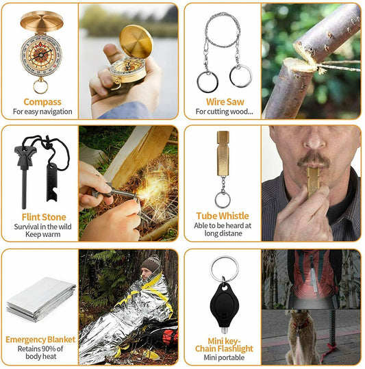 14 - In - 1 Outdoor Emergency Survival Kit Camping Hiking Tactical Gear Case Set Box - Feeling My Adventure