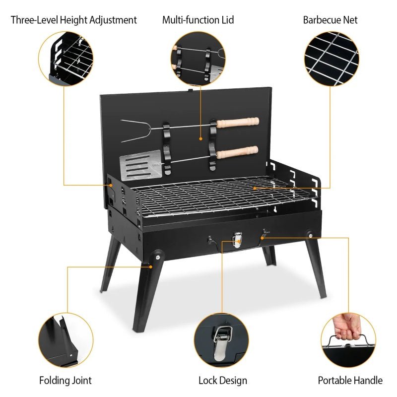 Portable Foldable Charcoal BBQ Grill for Outdoor Camping & Picnics - Feeling My Adventure