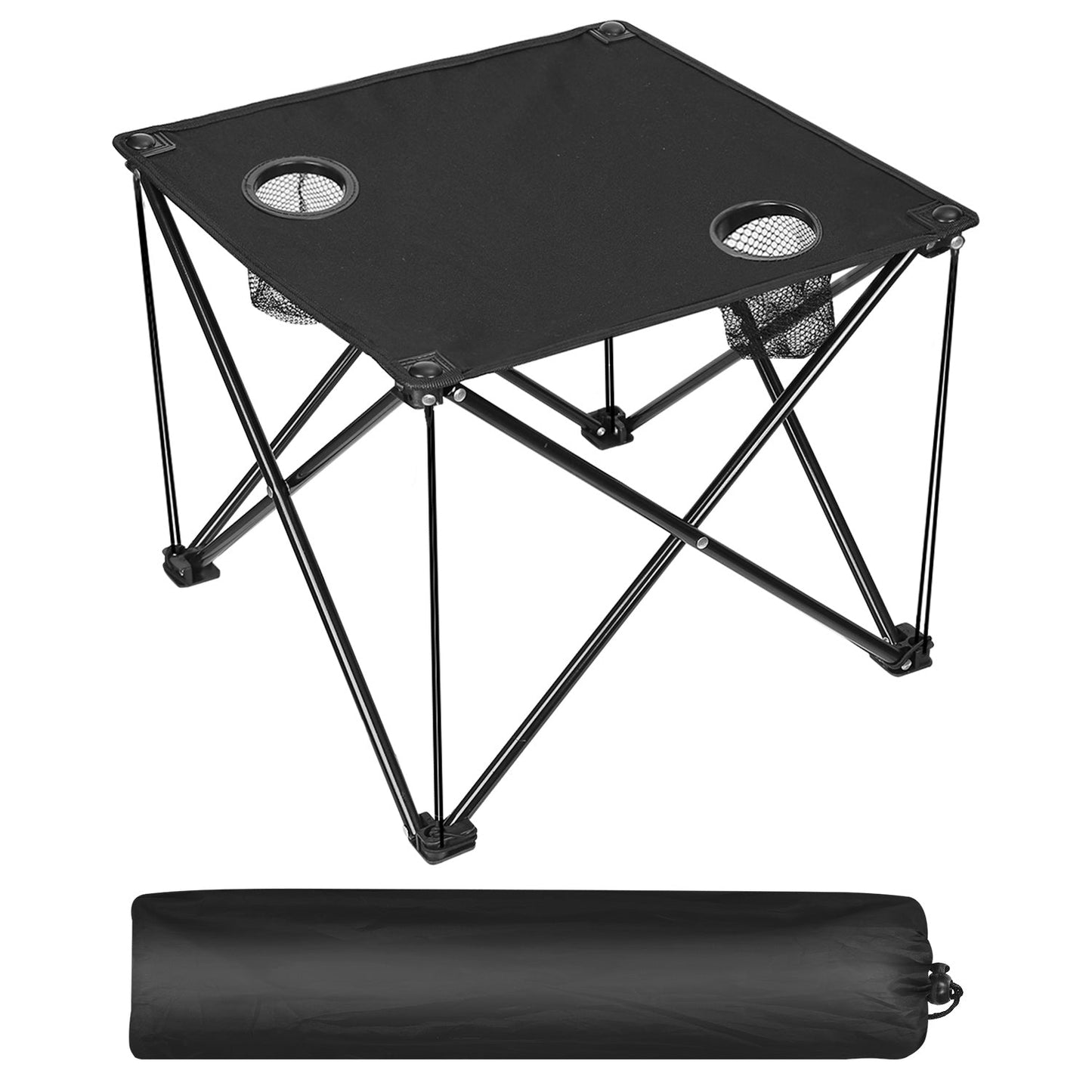 1Pc Foldable Camping Table Portable Picnic Table Lightweight Travel Desk With Cup Holder Carrying Bag - Feeling My Adventure
