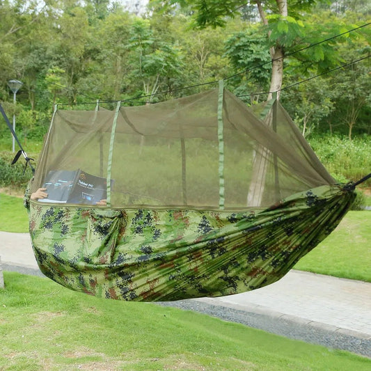 600LBS Max Load 2 Person Hammock with Mosquito Net - Portable Outdoor Swing Bed - Feeling My Adventure