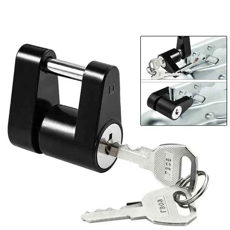 Trailer Hitch Coupler Lock Dia 1/4" Span 3/4" For Tow Boat RV Truck Car + 2 Keys Feeling My Adventure