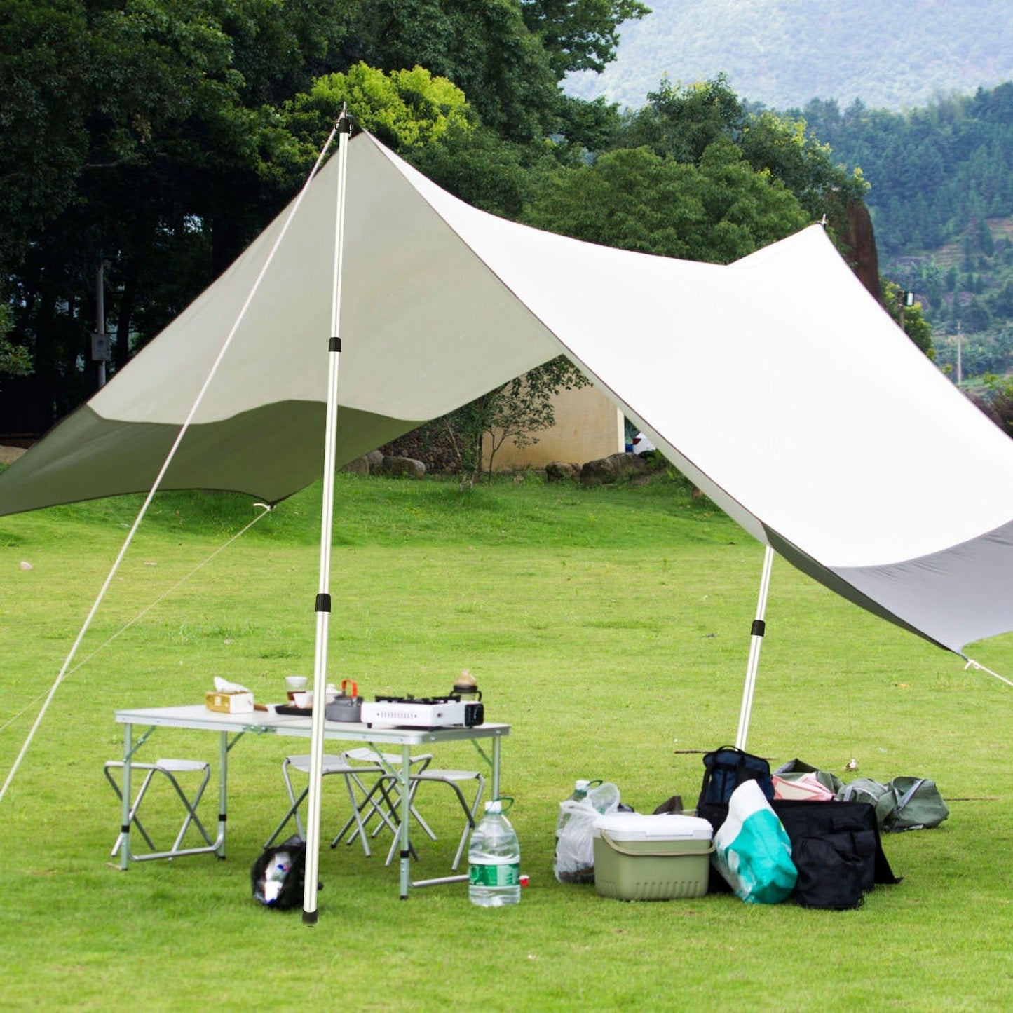 Portable Telescoping Tarp Poles - 2Pcs, Adjustable 3-7.5FT Aluminum Awning Rods - Feeling My Adventure