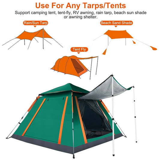 Portable Telescoping Tarp Poles - 2Pcs, Adjustable 3-7.5FT Aluminum Awning Rods - Feeling My Adventure