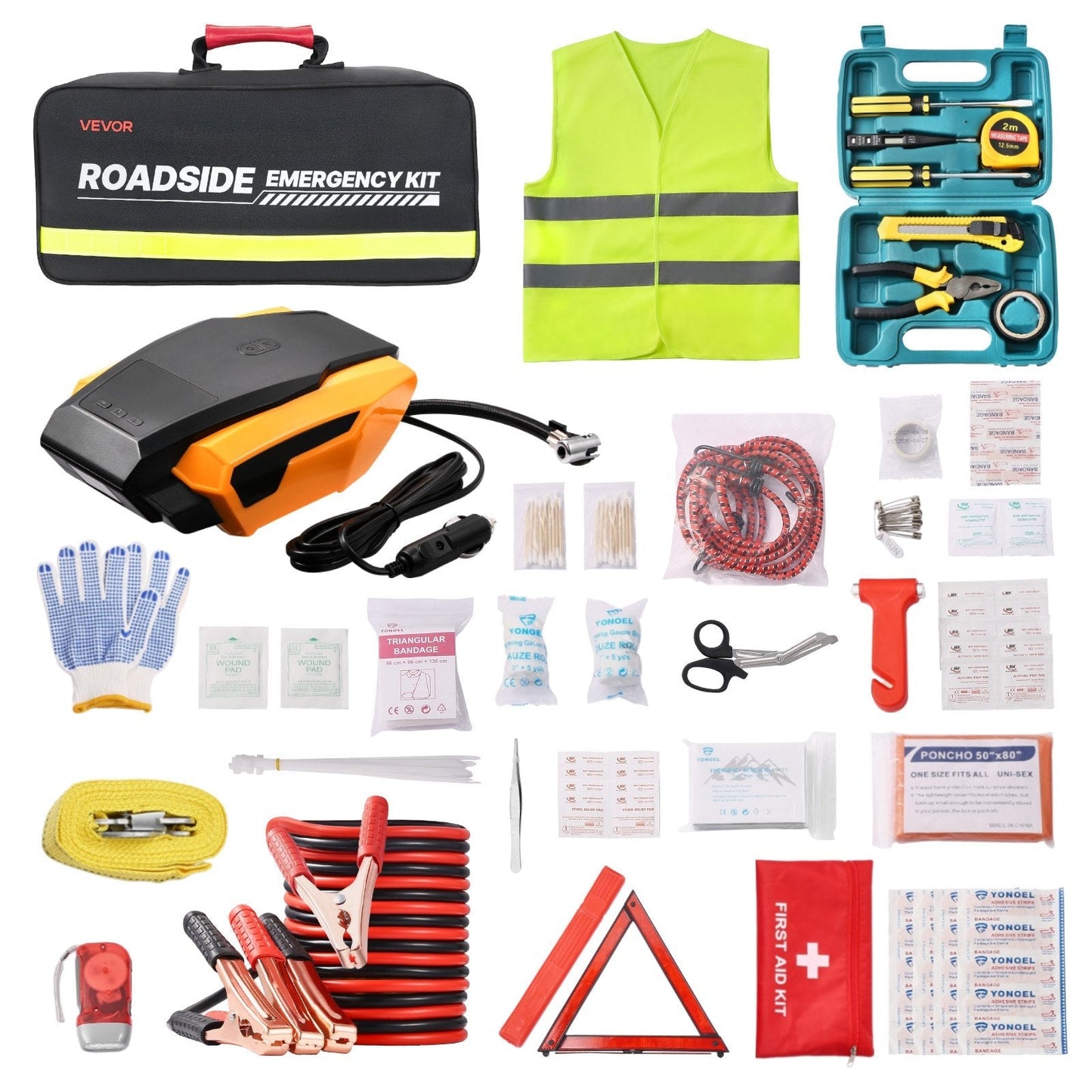 32 Pcs Car Emergency Kit With Medical Emergency First Aid Kit For Vehicles - Feeling My Adventure