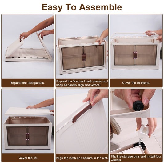 3Pcs Foldable Storage Bins With Lid Wheels Front Magnetic Door Fedex Shipping - Feeling My Adventure