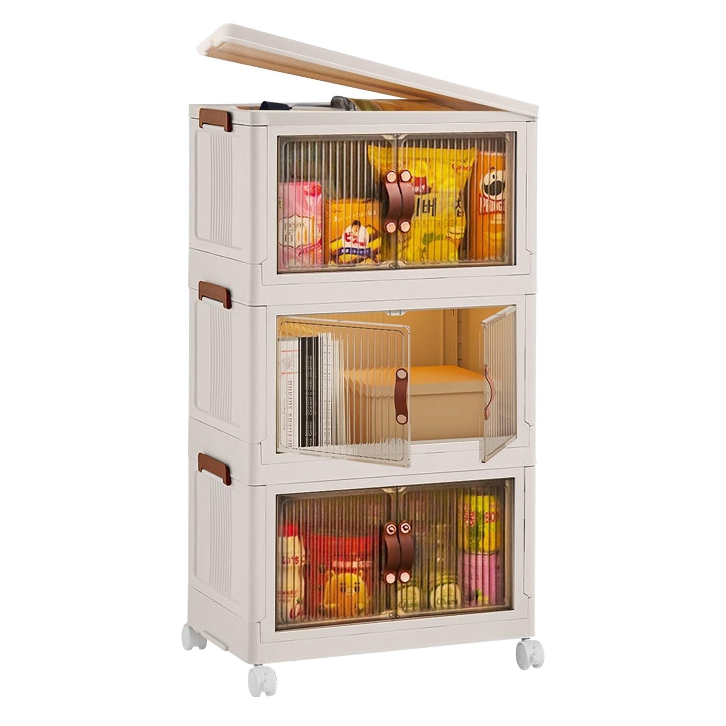 3Pcs Foldable Storage Bins With Lid Wheels Front Magnetic Door Fedex Shipping - Feeling My Adventure