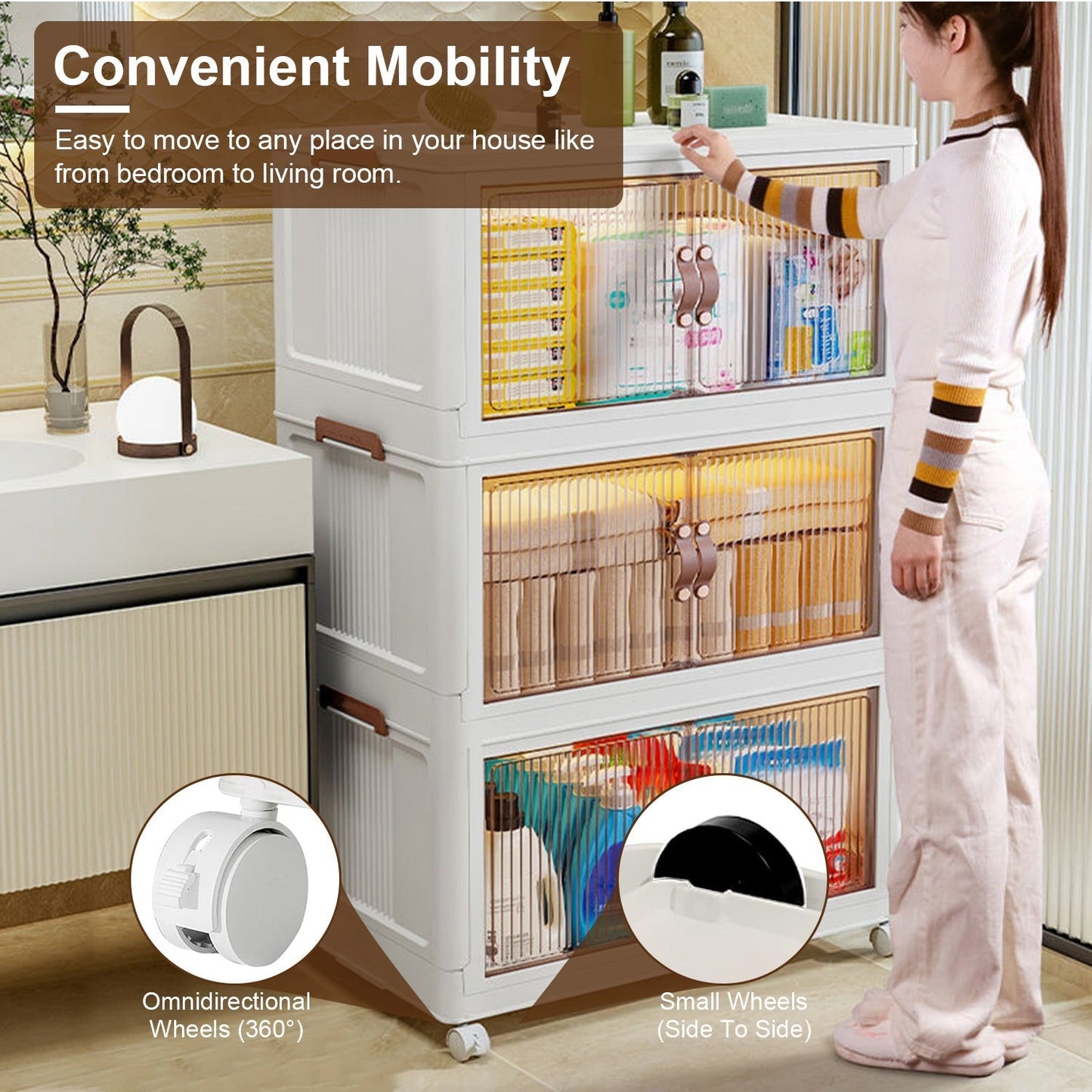 3Pcs Foldable Storage Bins With Lid Wheels Front Magnetic Door Fedex Shipping - Feeling My Adventure