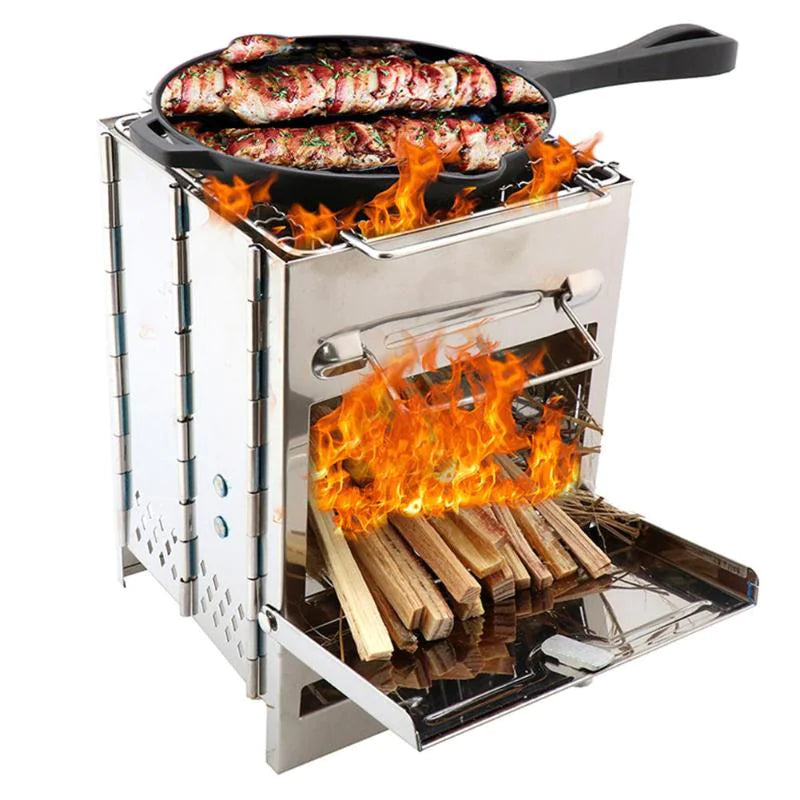 Portable Mini Square Fire Pit BBQ Grill (Stainless Steel) Feeling My Adventure