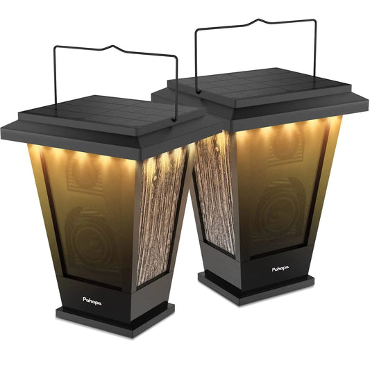 pohopa Bluetooth Speakers Waterproof Solar Powered 2 Packs True Wireless Stereo Sound 20W Speakers Dual Pairing Lantern Indoor Outdoor Speakers with 20 Piece LED Lights Richer Bass Black Feeling My Adventure
