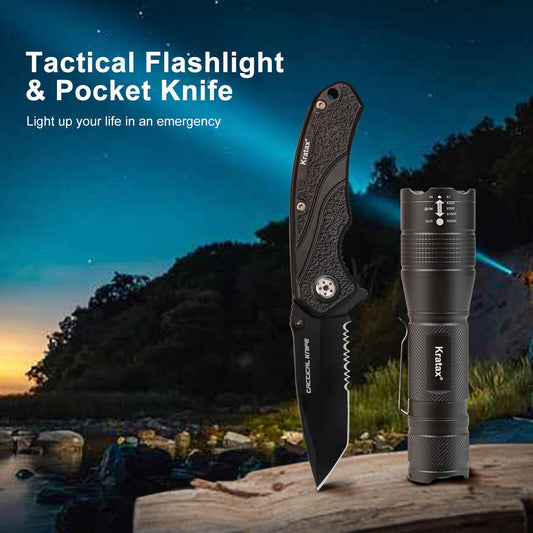 5.3oz Small & Extremely Zoomable LED Tactical Handheld Flashlight With Knife - Feeling My Adventure