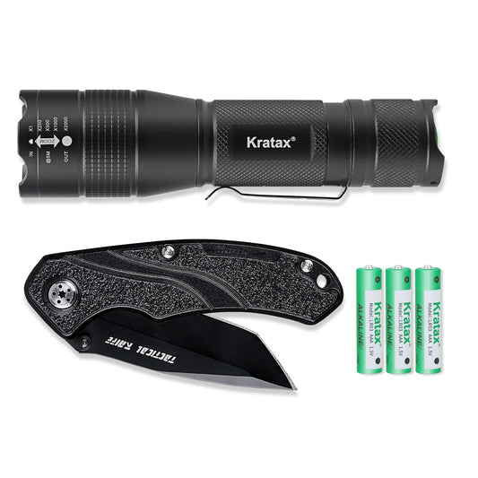 5.3oz Small & Extremely Zoomable LED Tactical Handheld Flashlight With Knife - Feeling My Adventure