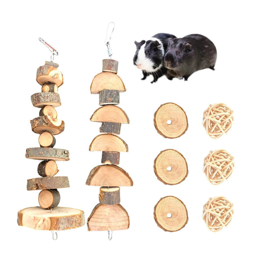S-Mechanic Bunny Chew Toys Natural Apple Wood Small Animal Chew Toys for Rabbits Chinchilla Hamsters Guinea Pigs Gerbils (Pack 1) Feeling My Adventure