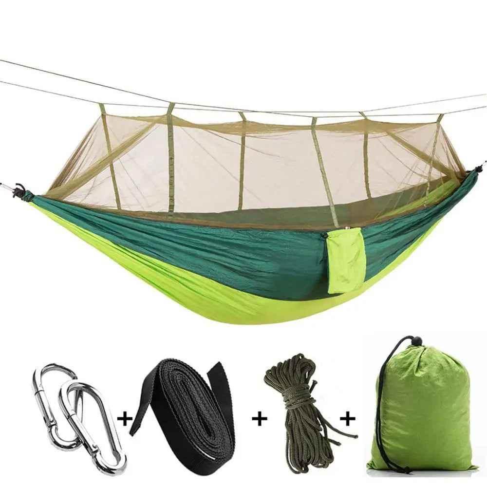1-2 Person Camping Hammock – Lightweight Portable Hammock for Outdoor Hiking, Backpacking, Beach & Backyard – Heavy-Duty Nylon with Tree Straps - Feeling My Adventure