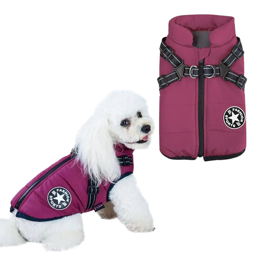 YHQPHZM Dog CoatWarm Dog Winter Jacket Pet JacketPurple Waterproof Windproof Pet Coat Jacket with Built in HarnessDog Fleece Vest with Zipper Cold Weather Coat for Small Medium Dogs(MPurple) Feeling My Adventure