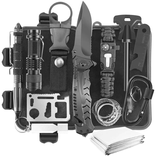 JINAGER Survival Gear Kits Outdoor Survival Gear Tool for Tripwith Fire Starter Whistle Wood Cutter Tactical Pen for Camping Hiking Climbing for Wilderness/Trip/Cars/Hiking/Camping Feeling My Adventure