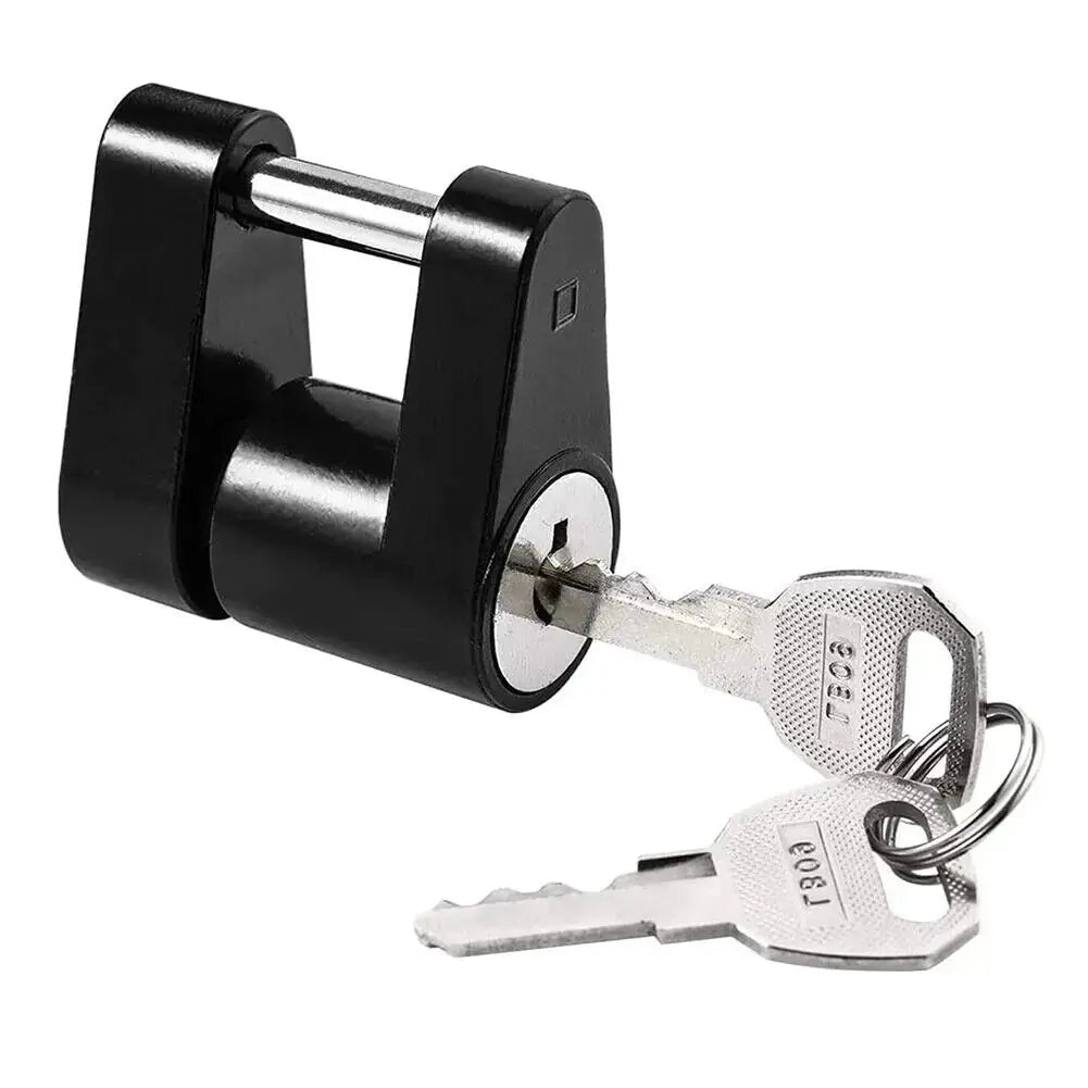Trailer Hitch Coupler Lock Dia 1/4" Span 3/4" For Tow Boat RV Truck Car + 2 Keys Feeling My Adventure