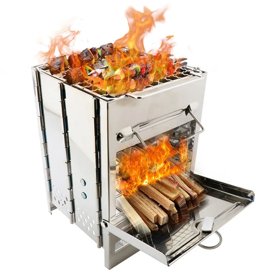 Portable Mini Square Fire Pit BBQ Grill (Stainless Steel) Feeling My Adventure