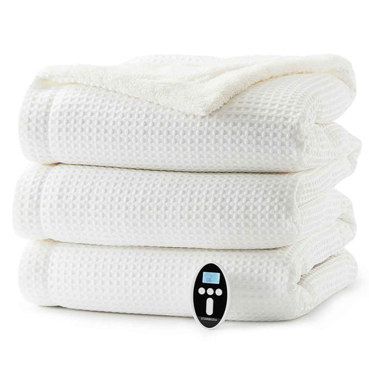 Waffle Weave Heated Blanket Queen with LCD Remote Feeling My Adventure
