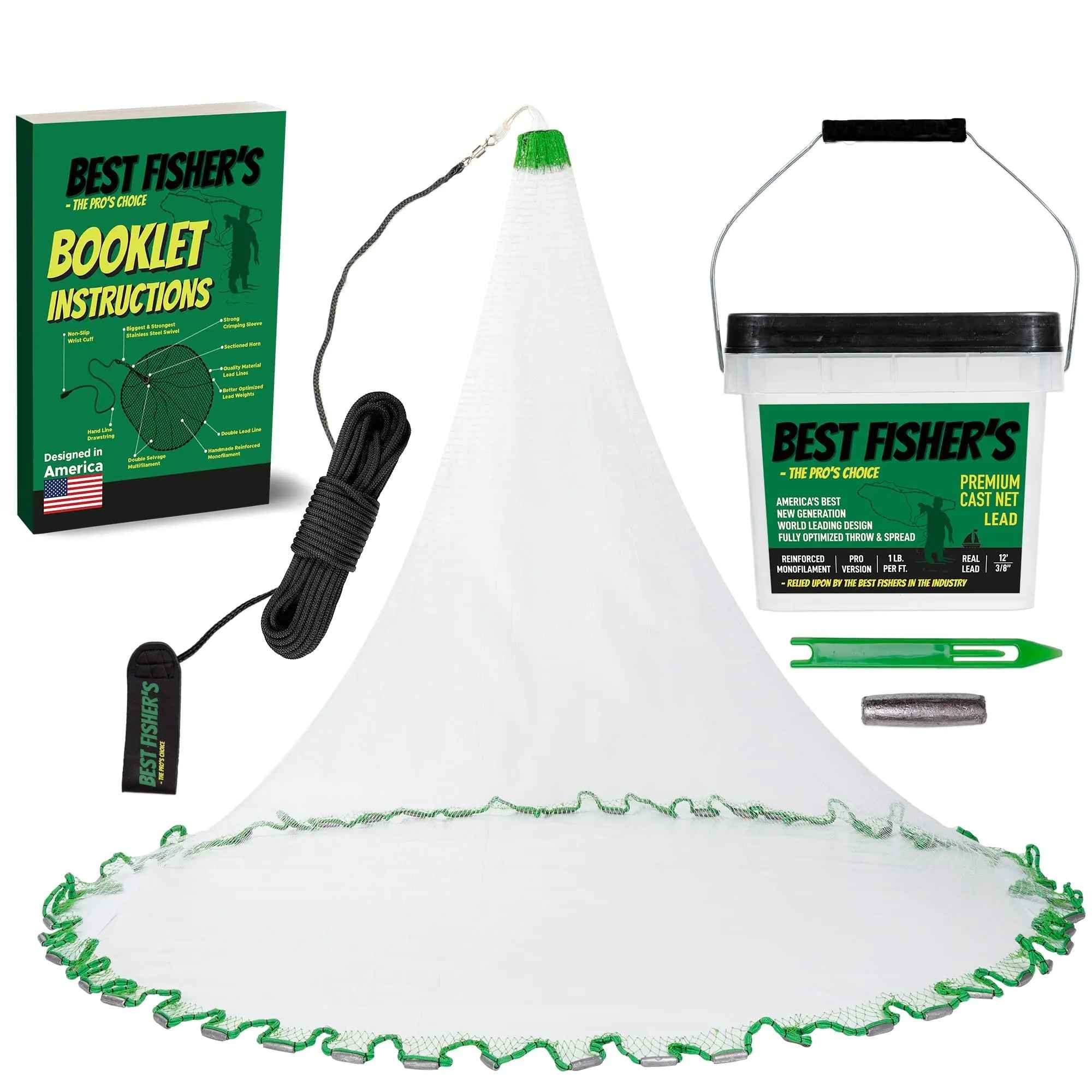 Pro American Cast Net Series - Various Sizes & Mesh - Extra Durable Feeling My Adventure