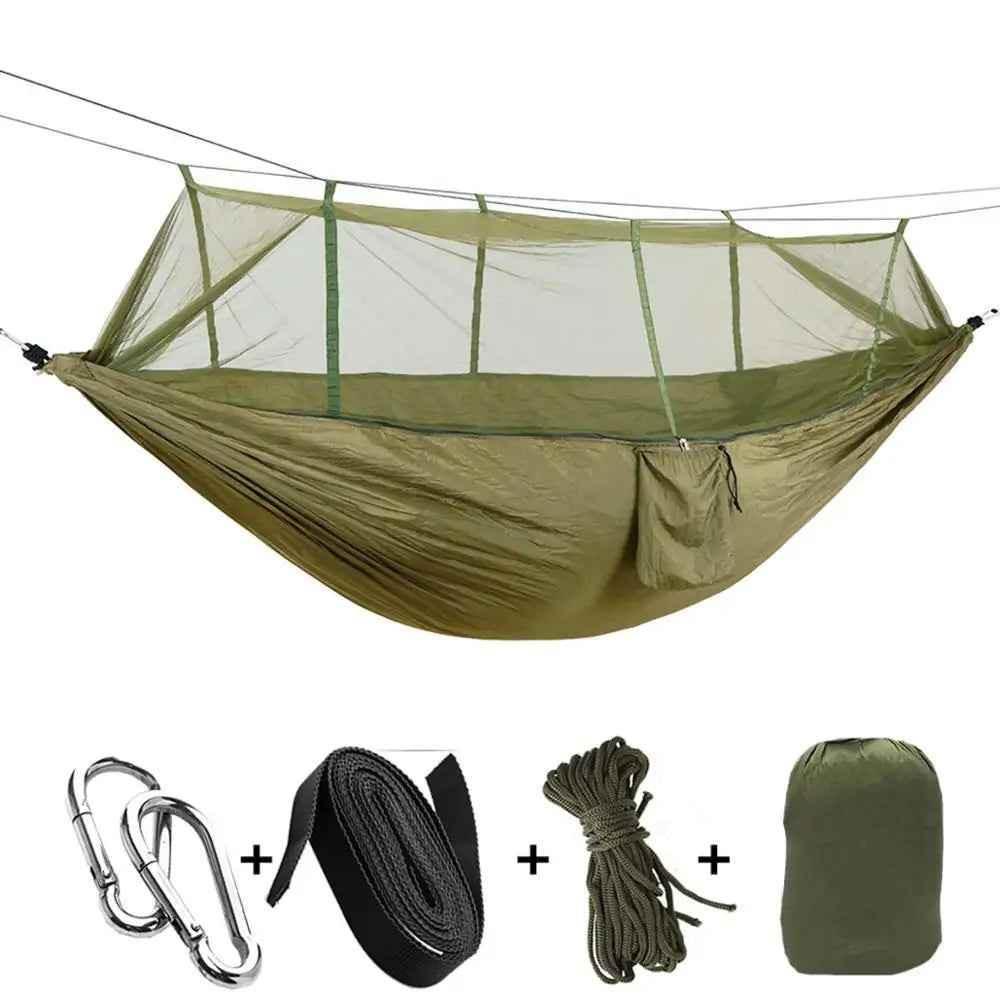 1-2 Person Camping Hammock – Lightweight Portable Hammock for Outdoor Hiking, Backpacking, Beach & Backyard – Heavy-Duty Nylon with Tree Straps - Feeling My Adventure