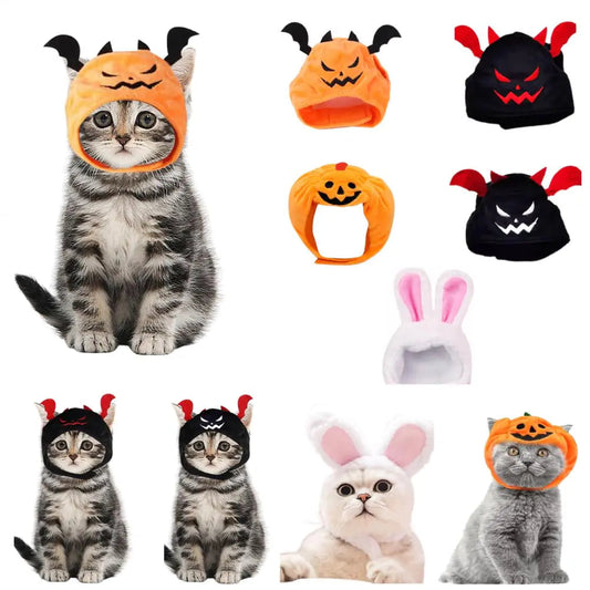 5 Pcs Halloween Cat Hat Cat Costume Pumpkin Cat Hats Bat Cosplay HatsKitten Puppy Dress Up Halloween Easter Costume Adjustable Accessory Headwear(Wacky Style) Feeling My Adventure
