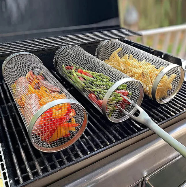 Rolling BBQ Grill Basket Feeling My Adventure