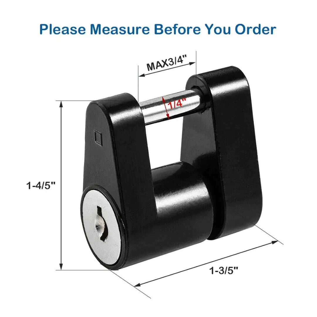 Trailer Hitch Coupler Lock Dia 1/4" Span 3/4" For Tow Boat RV Truck Car + 2 Keys Feeling My Adventure