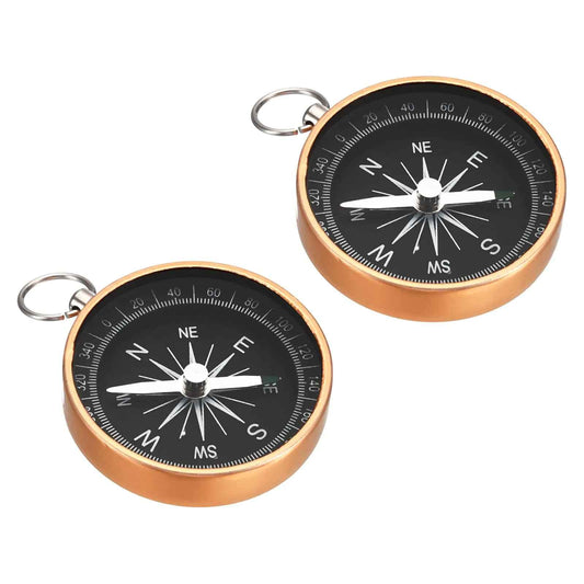 PATIKIL Adventure Compass Duo - Yellow Pocket Size with Key Ring Feeling My Adventure
