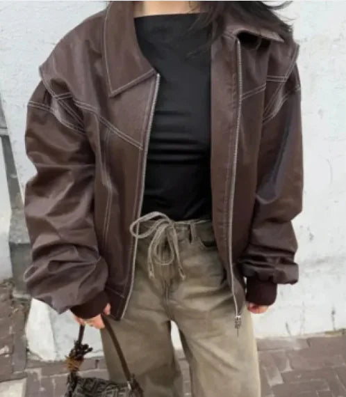 Chic Zip-Up Biker Jacket Feeling My Adventure