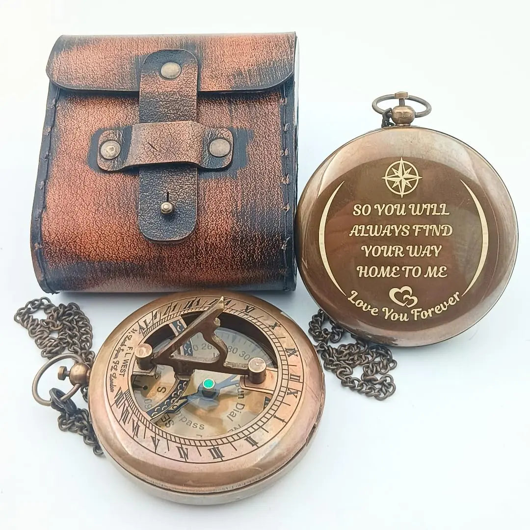 Personalized Sundial Compass - Luxury Anniversary Gift for Dad - Feeling My Adventure