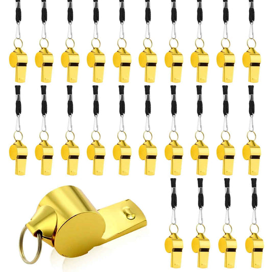 Jenaai 36-Pack Gold Metal Whistles with Lanyards Feeling My Adventure