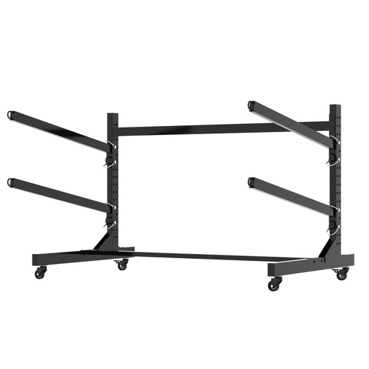 Adjustable 2-Kayak Storage Rack with Wheels – Heavy-Duty Stand for Watercraft & Surfboards - Feeling My Adventure