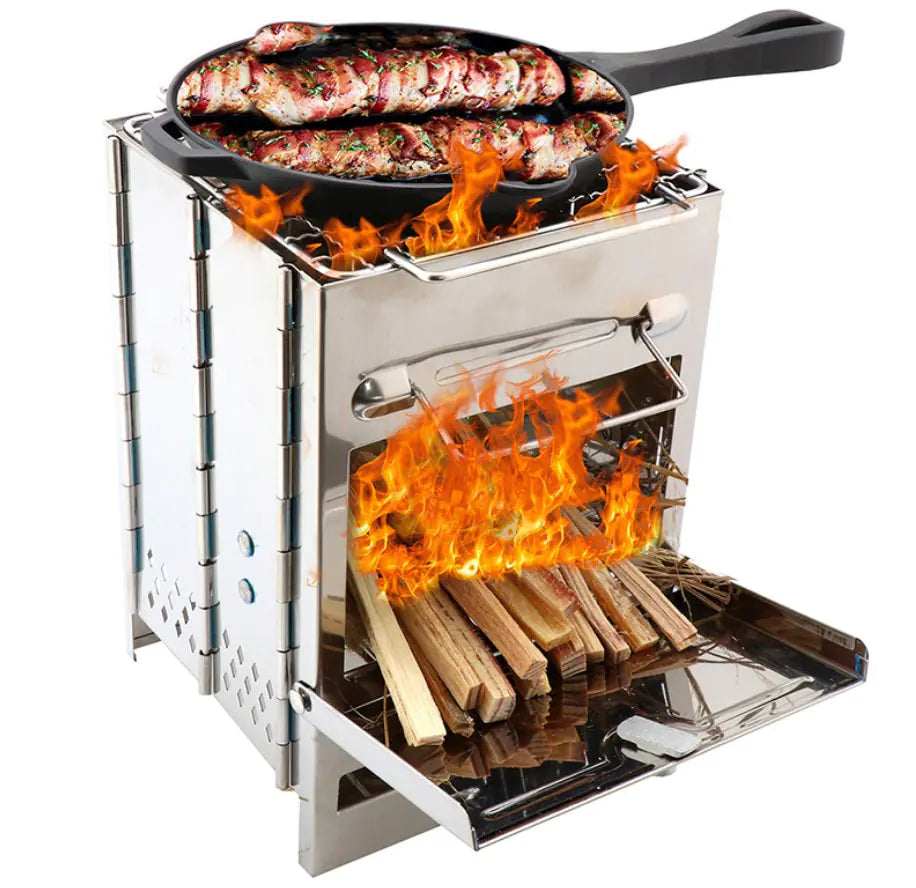 Portable Mini Square Fire Pit BBQ Grill (Stainless Steel) Feeling My Adventure