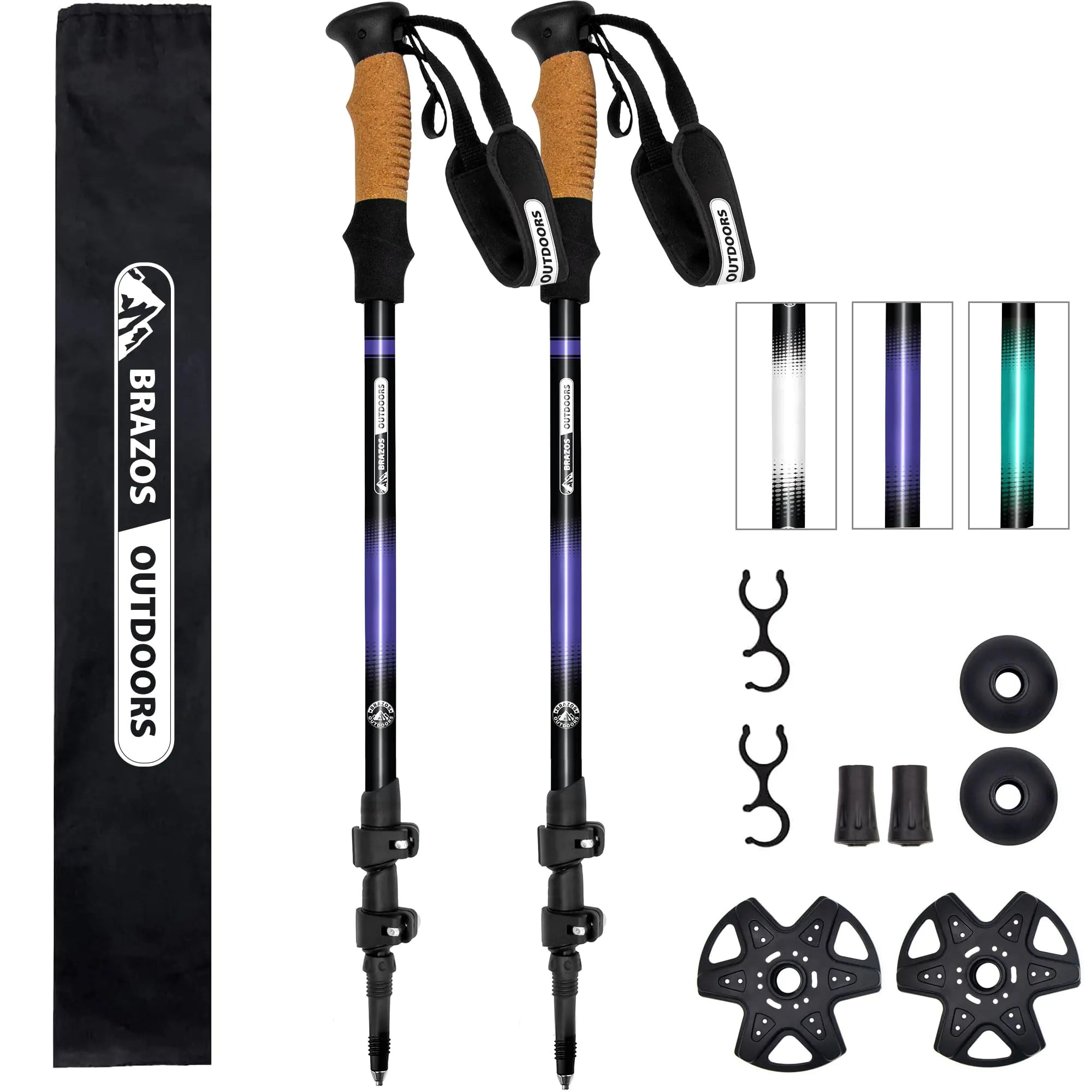 Brazos Ultra-Light Aluminum Trekking Poles | All-Terrain Hiking Sticks (Pair) - Feeling My Adventure