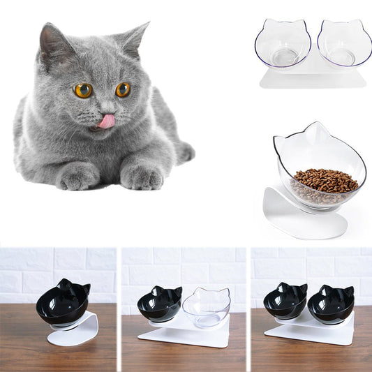 Cat Double Bowl Cat Food Bowl Protects Cervical Vertebra - Feeling My Adventure